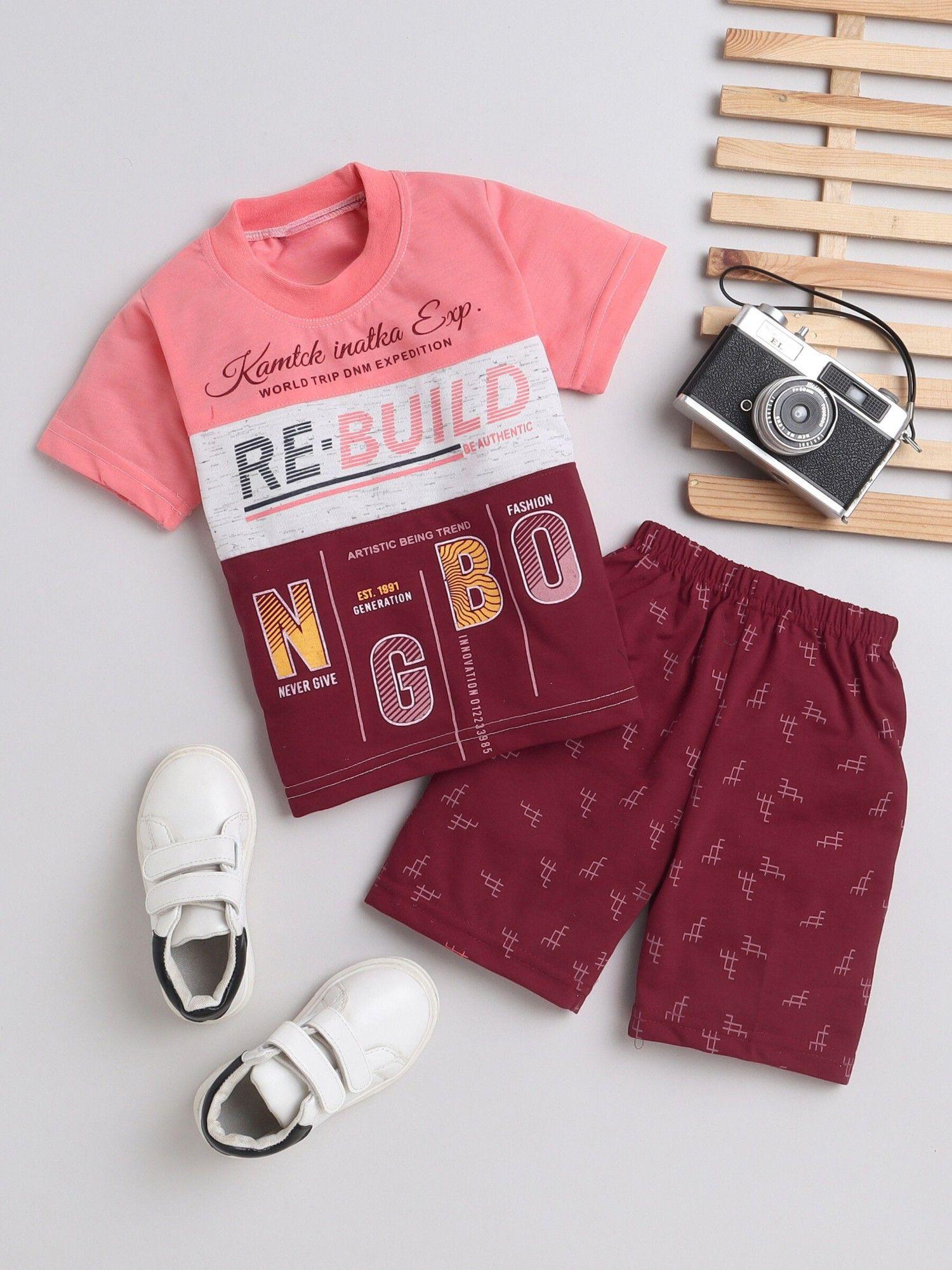 boys pink t-shirt and shorts (set of 2)