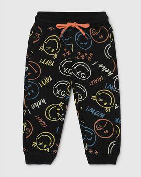 boys printed joggers with drawstring waist