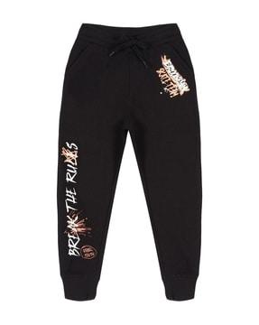 boys printed joggers with elasticated waist