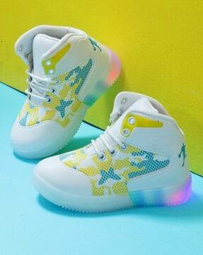 boys printed lace-up led sneakers