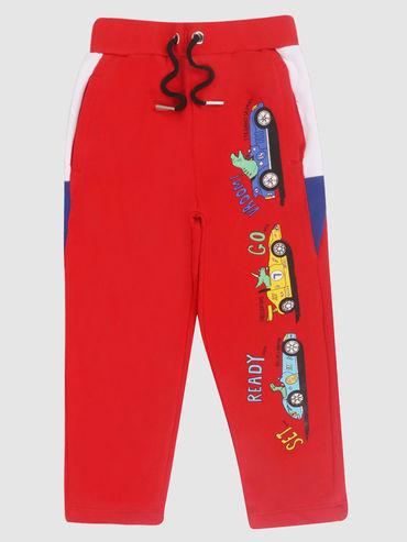 boys printed red joggers