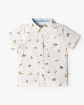 boys printed regular fit cotton shirt