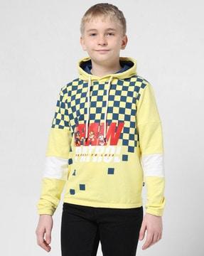 boys printed regular fit hoodie