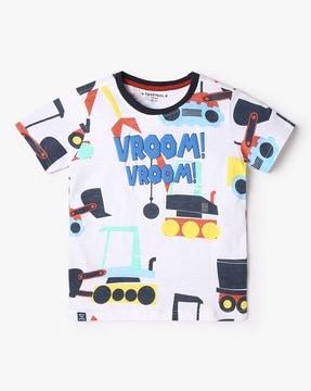 boys printed regular fit round-neck t-shirt