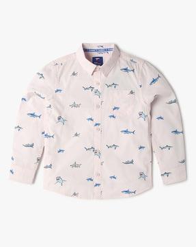 boys printed shirt with patch pocket