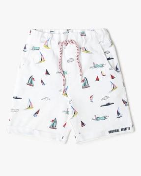 boys printed shorts with drawstring waist