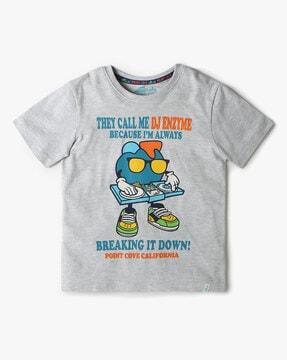 boys printed slim fit crew-neck t-shirt