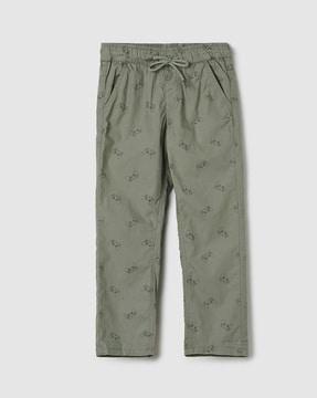 boys printed straight fit flat-front trousers