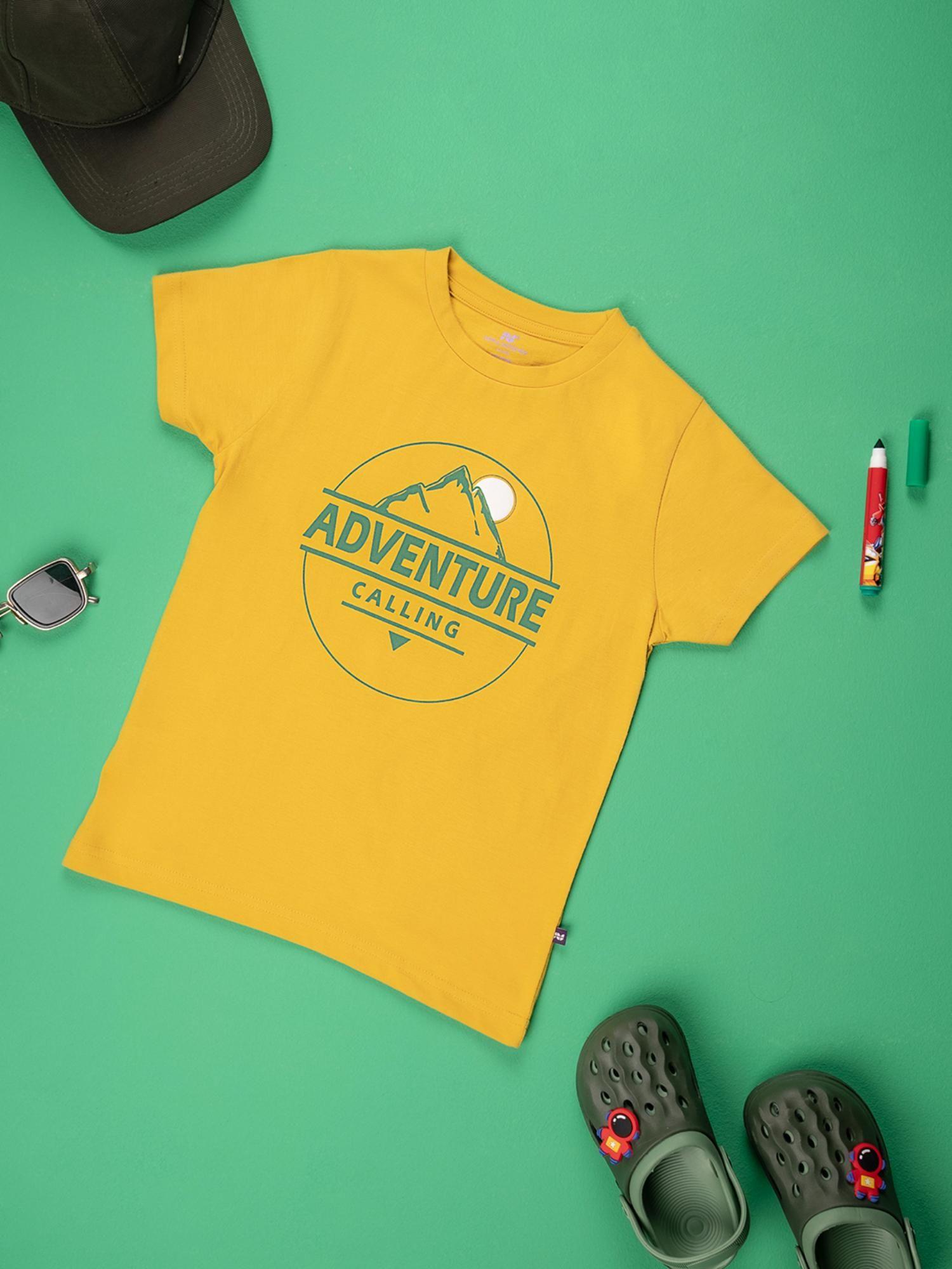 boys printed t-shirt-mustard
