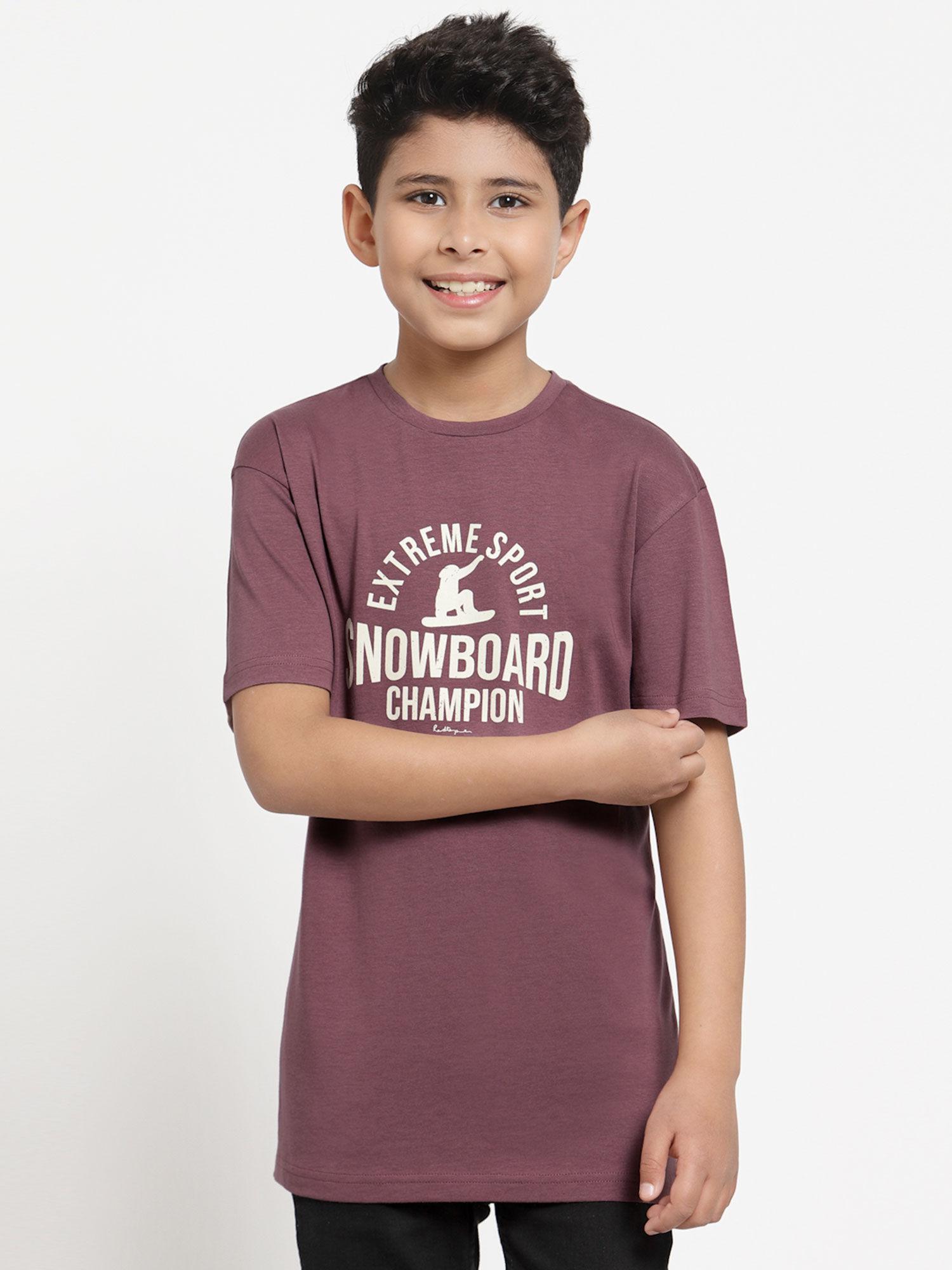 boys purple graphic print t-shirt