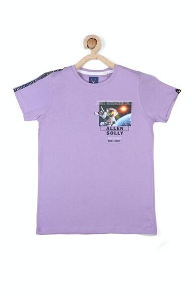 boys purple regular fit graphic print crew neck t-shirt