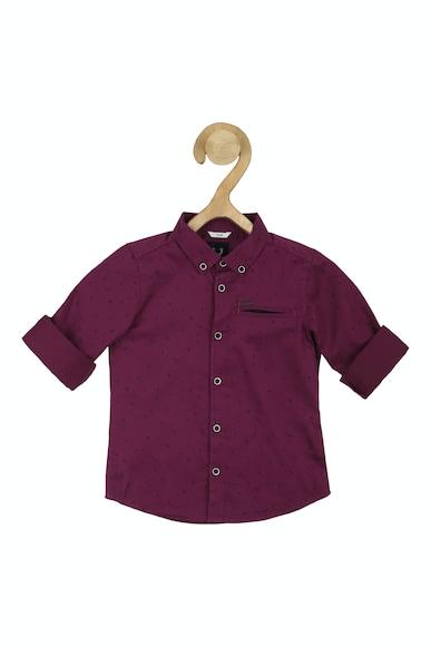 boys purple slim fit solid casual shirt