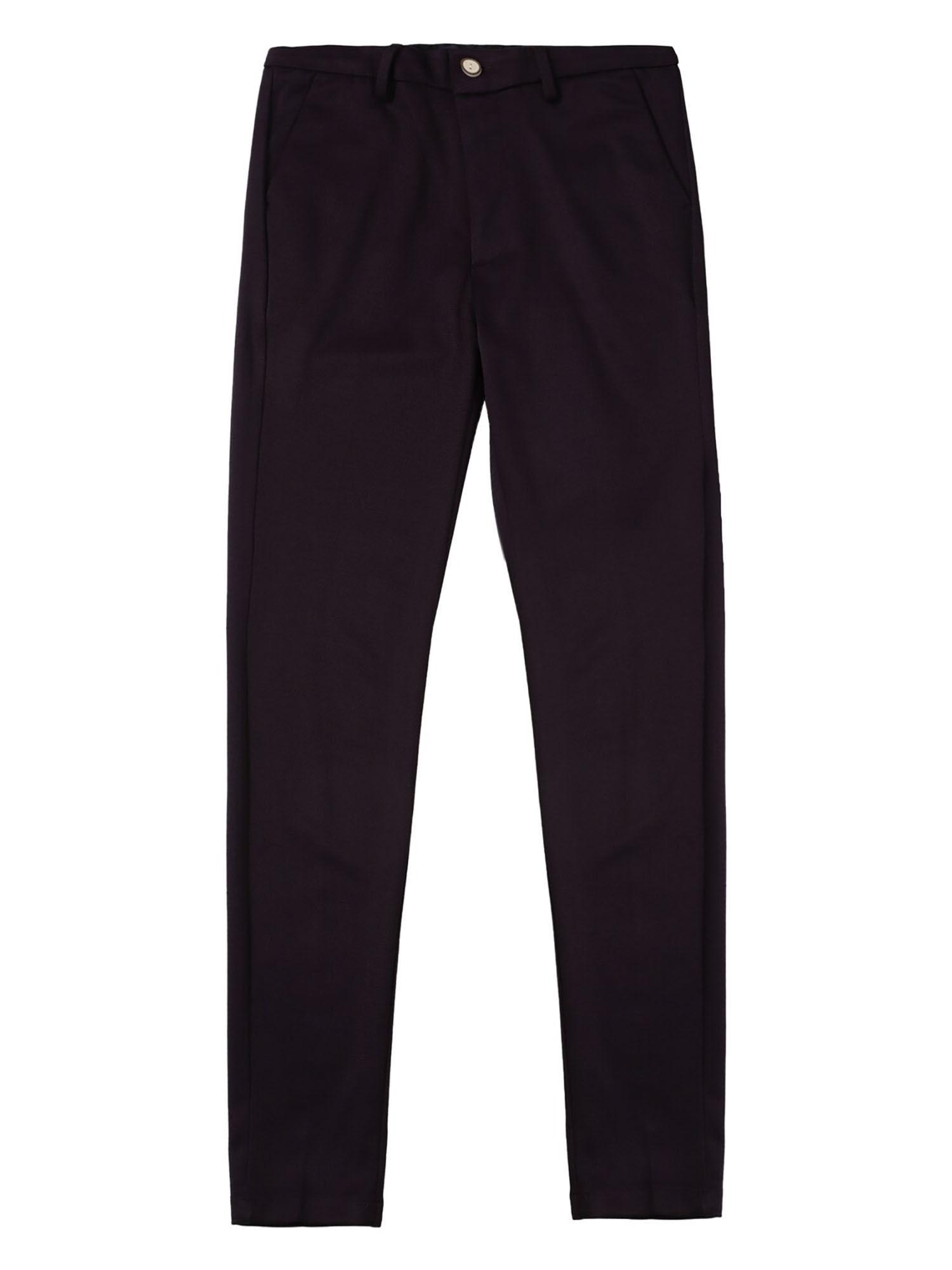 boys purple solid trousers
