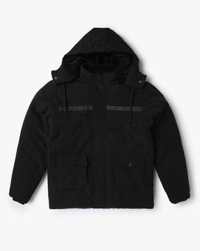 boys quilted jacket with detachable hoodie