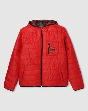 boys quilted zip-front hooded jacket