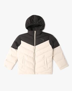 boys quilted zip-front hooded jacket
