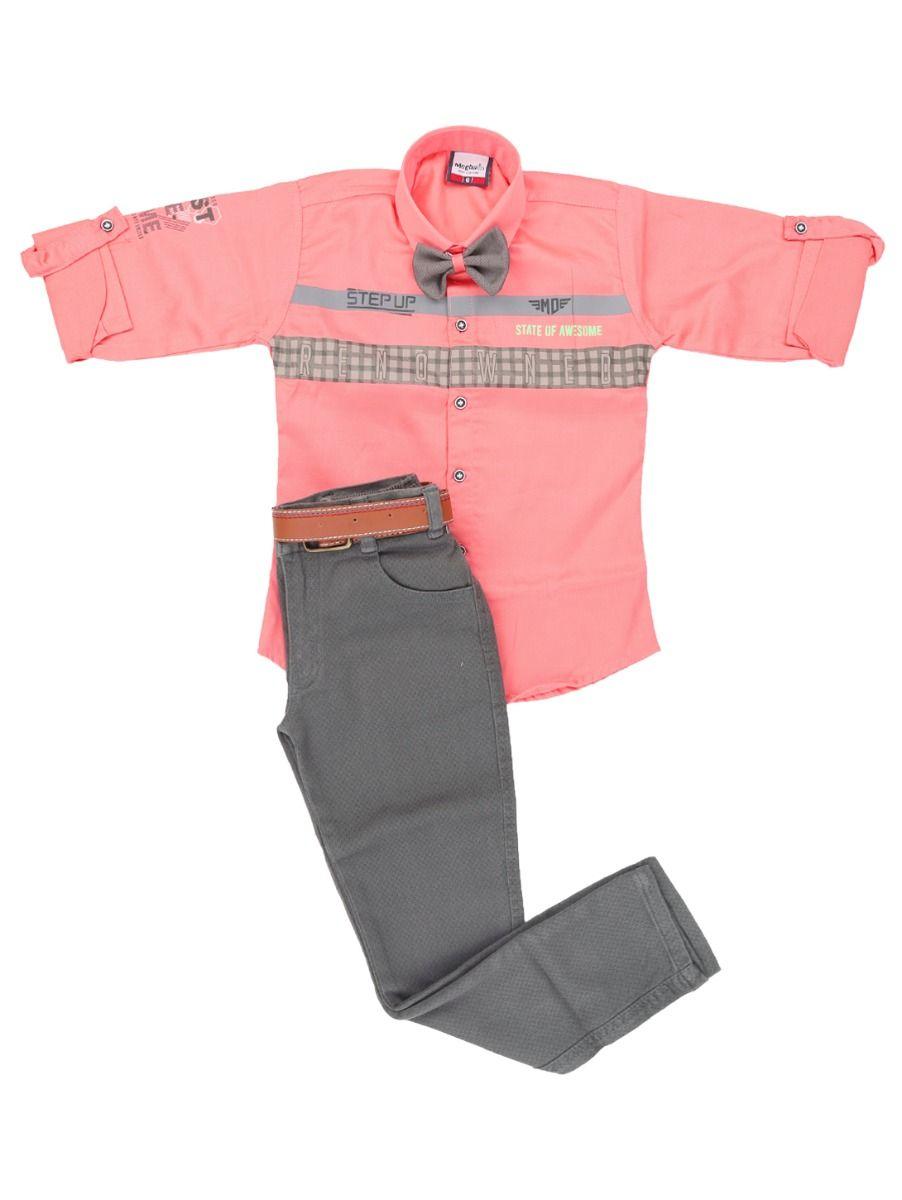 boys readymade pink casual shirt and pant set