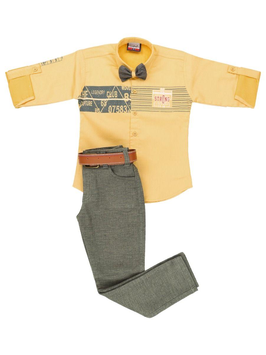 boys readymade yellow casual shirt and pant set
