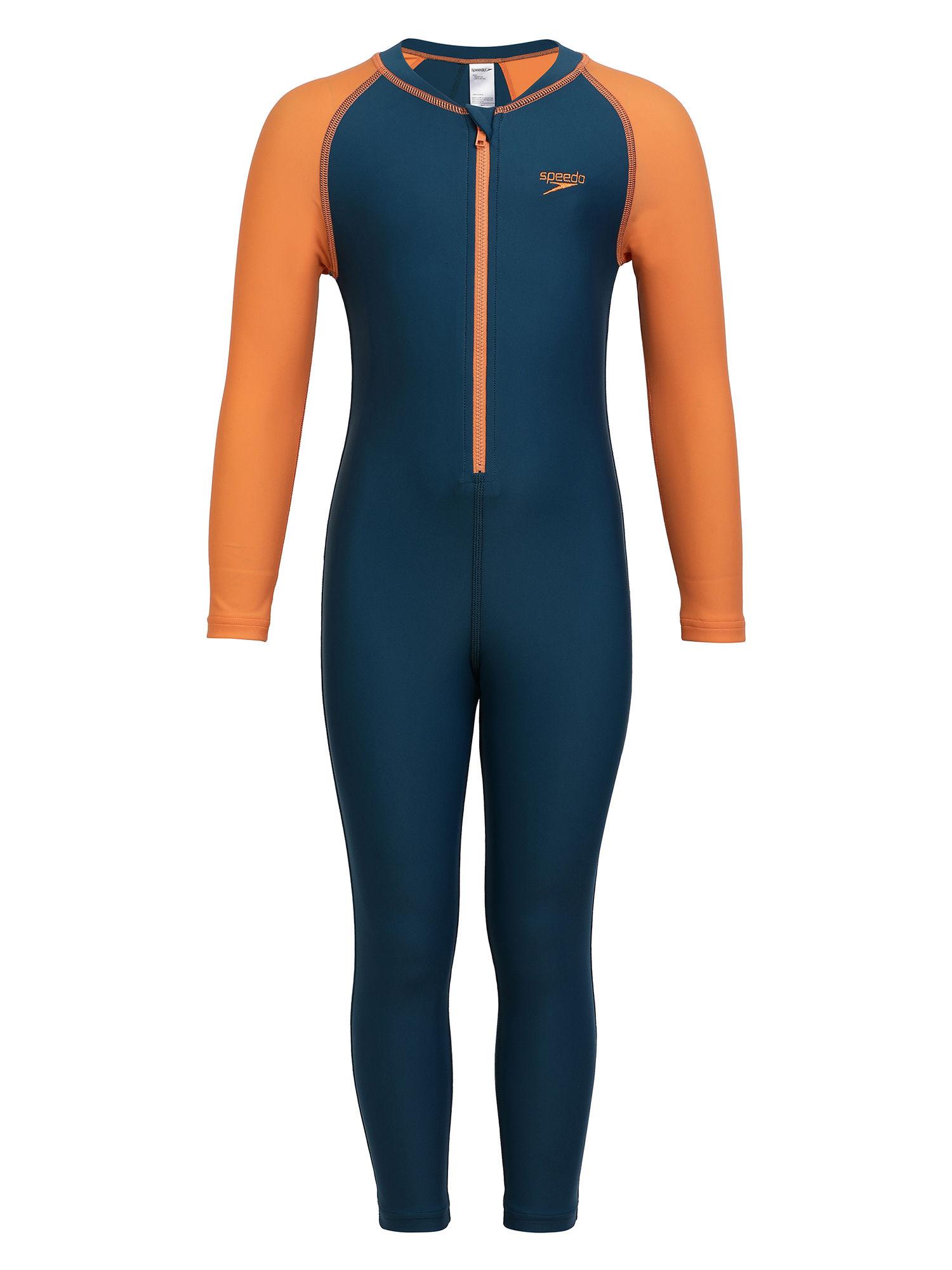 boys recycled endurance 10 all in one suit dark blue sweet apricot