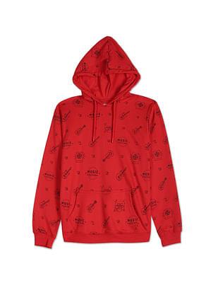 boys red all over print hooded sweatshirt