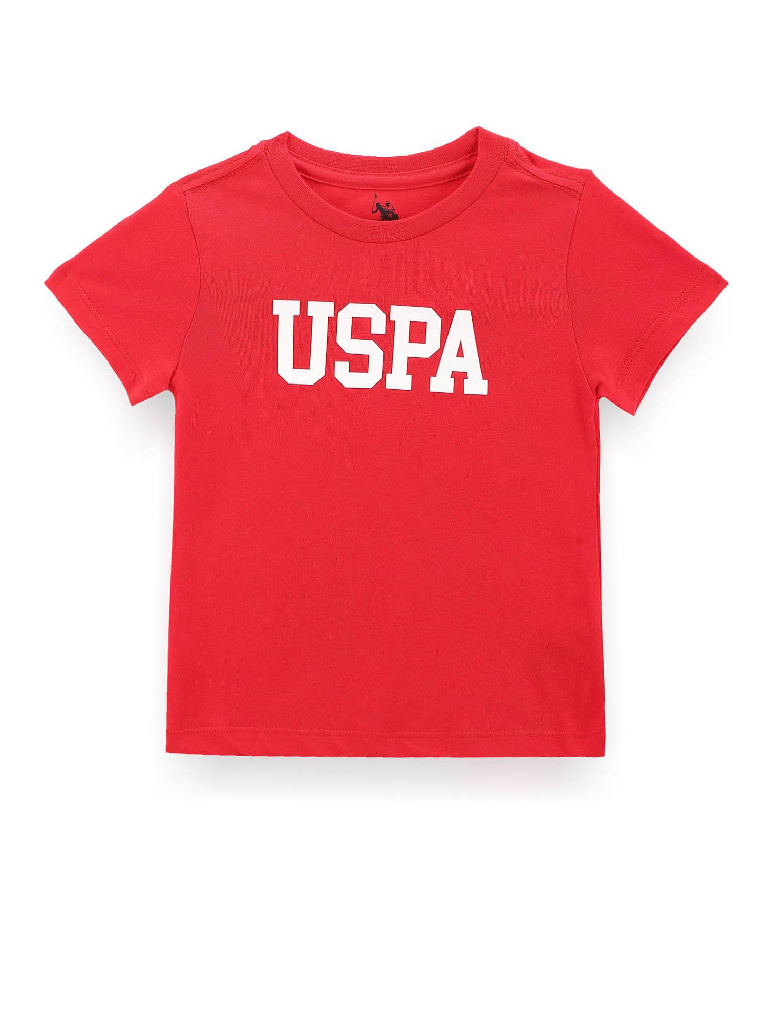 boys red brand print cotton t-shirt