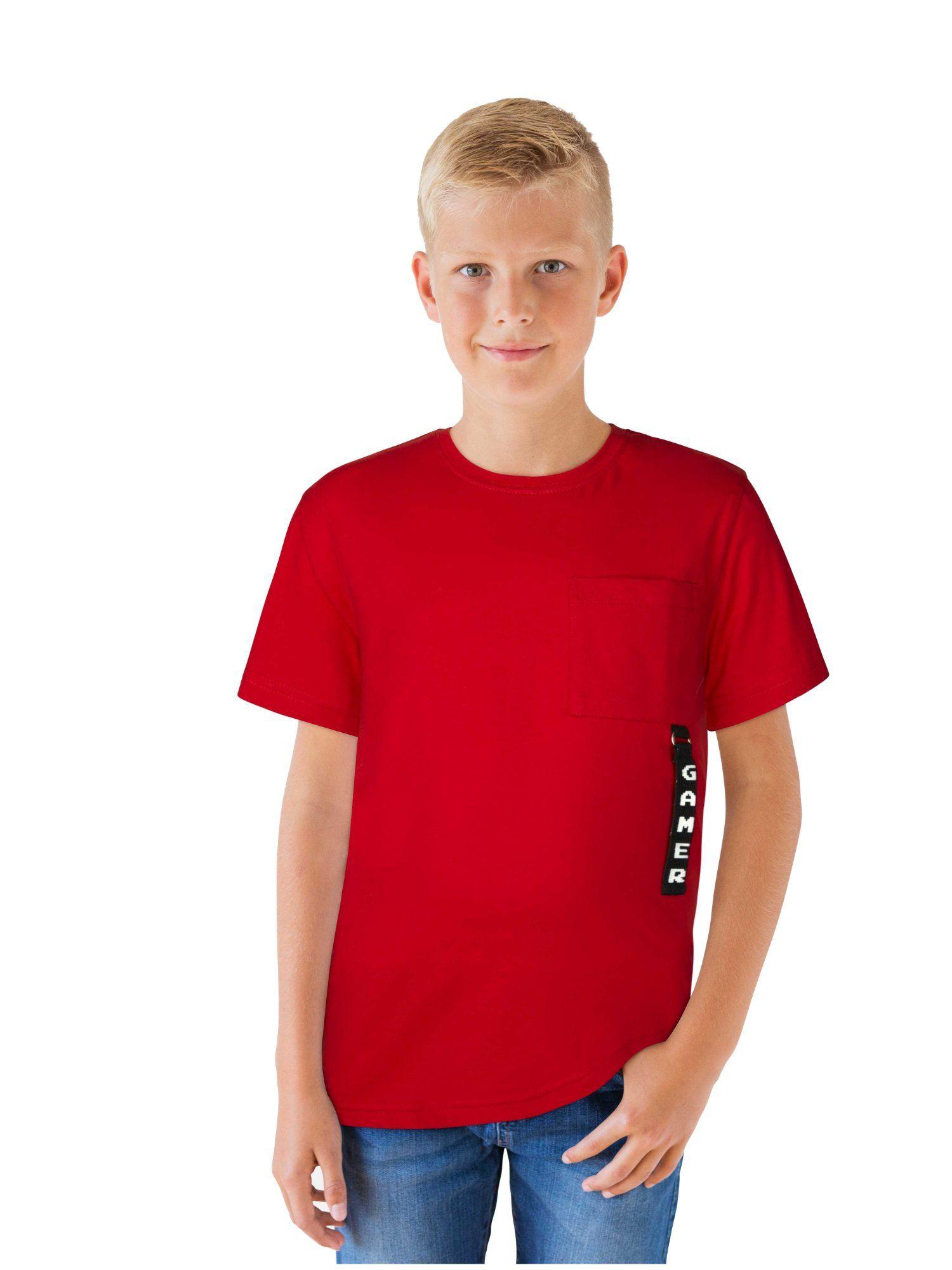 boys red cotton jersey solid half sleeves t-shirt