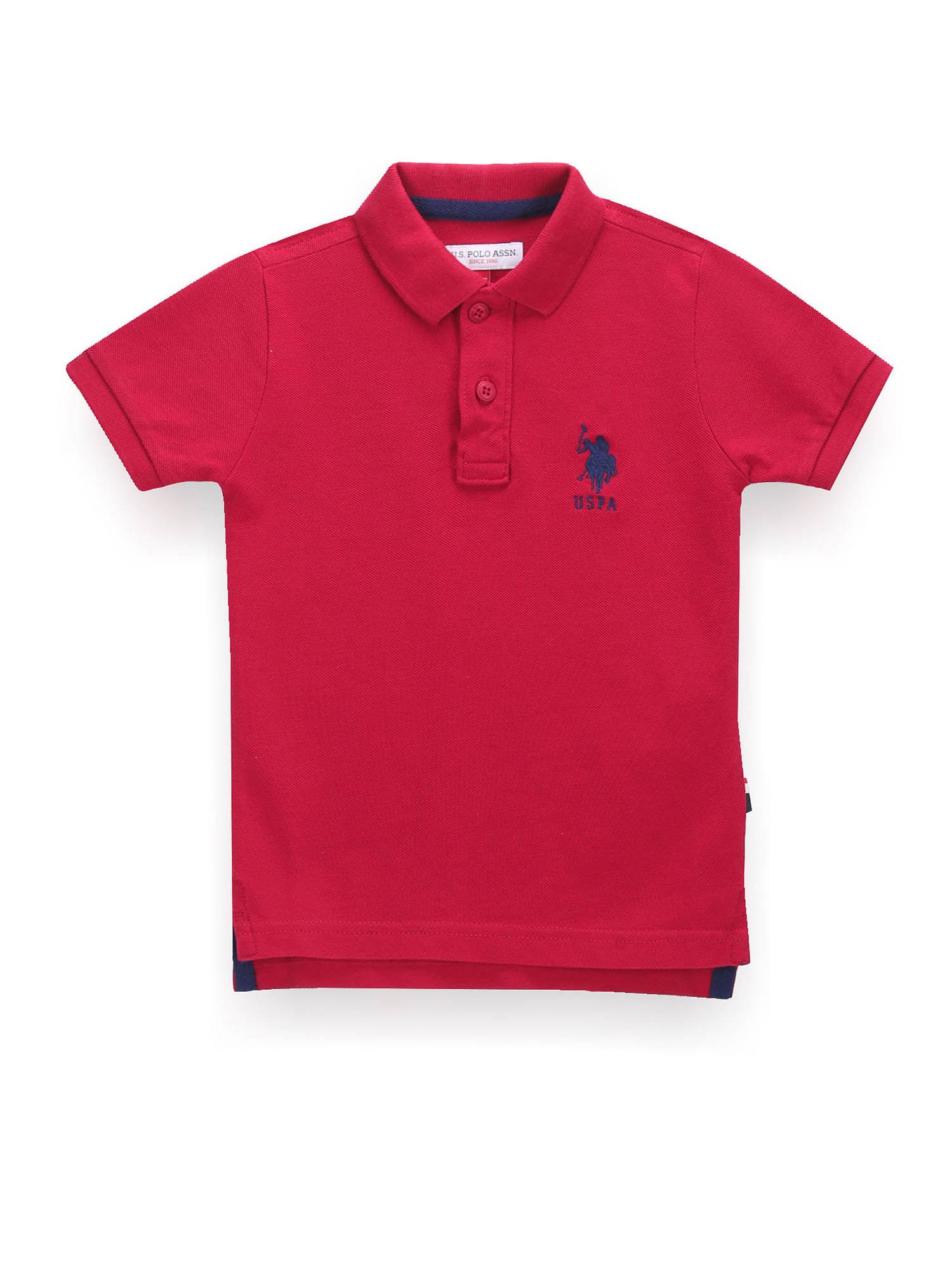 boys red cotton pique polo t-shirt