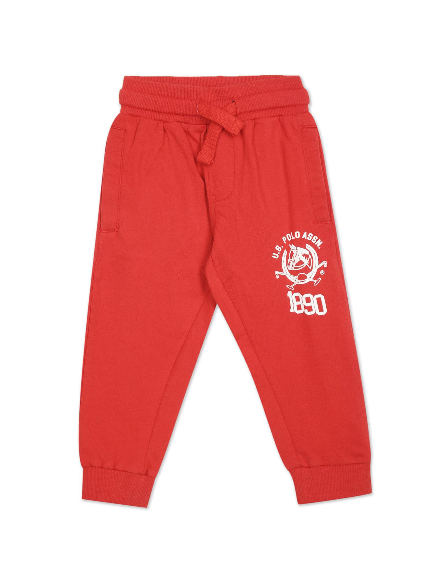 boys red drawstring waist solid joggers