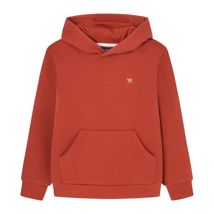 boys red hooded sweatshirt with logo