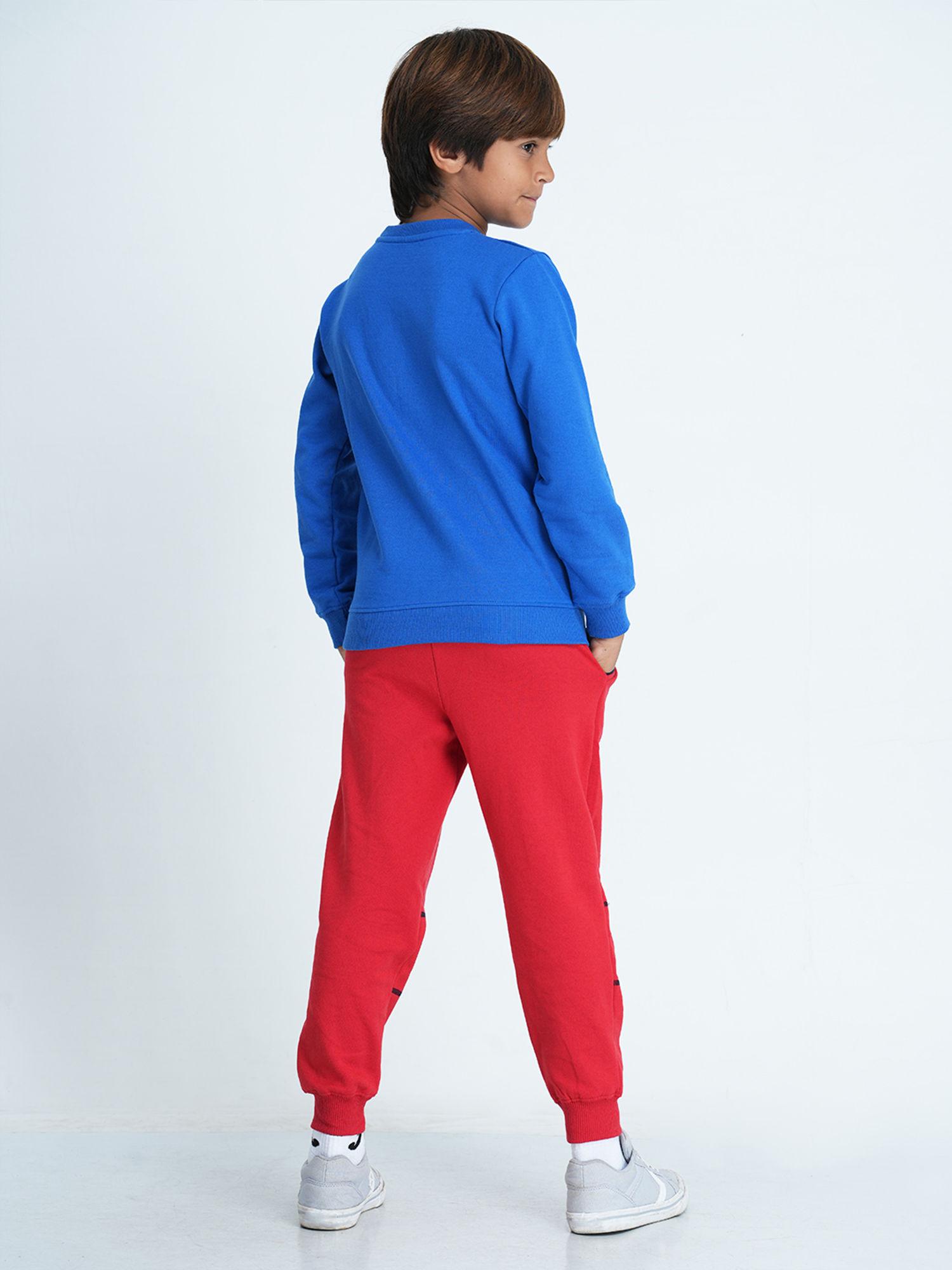 boys red printed track pant