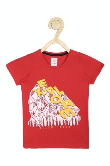 boys red regular fit graphic print crew neck t-shirt