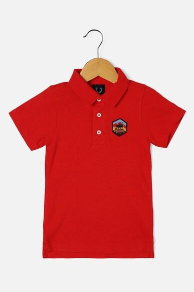 boys red regular fit solid polo neck t-shirt