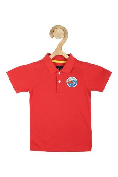 boys red regular fit solid polo neck t-shirt