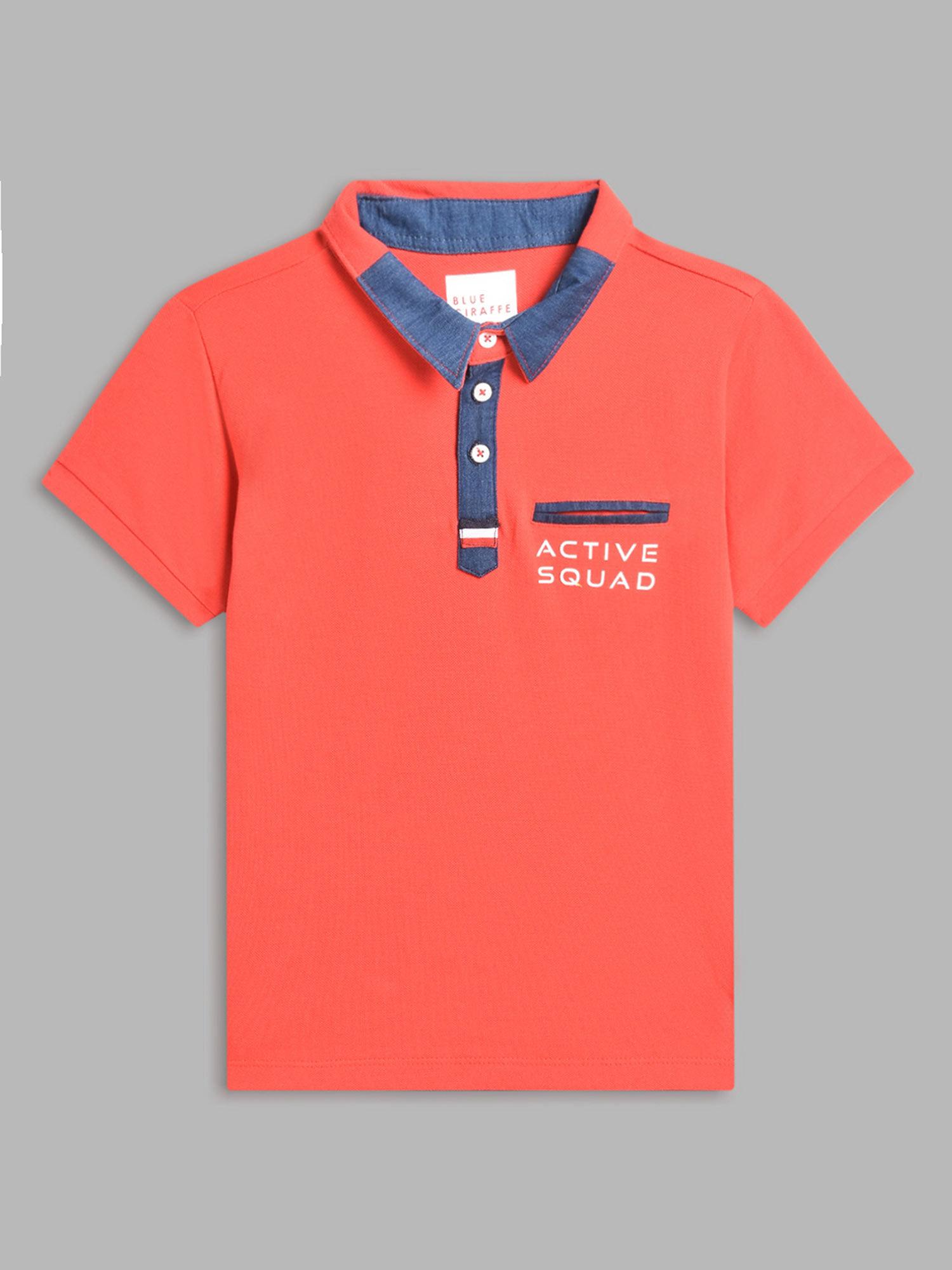 boys red solid polo t-shirt