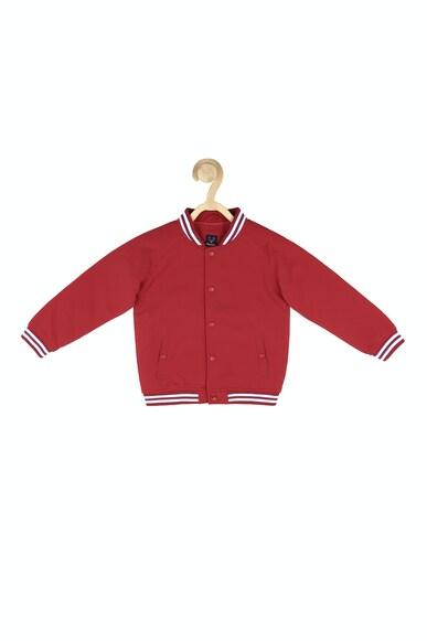 boys red solid regular fit jacket