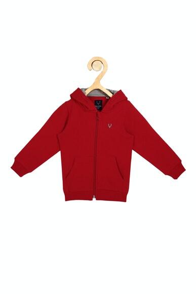 boys red solid regular fit sweatshirt