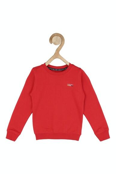 boys red solid regular fit sweatshirt