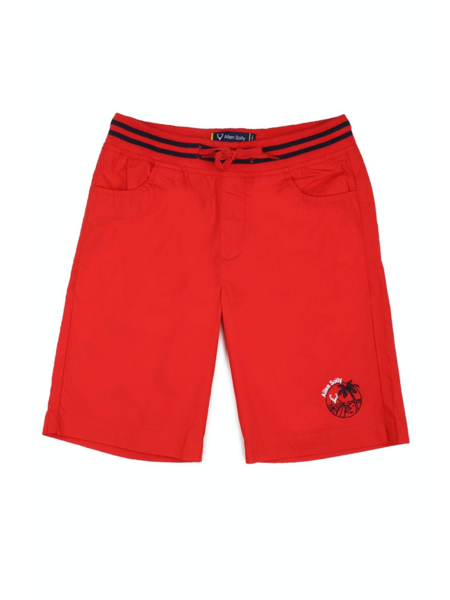 boys red solid shorts