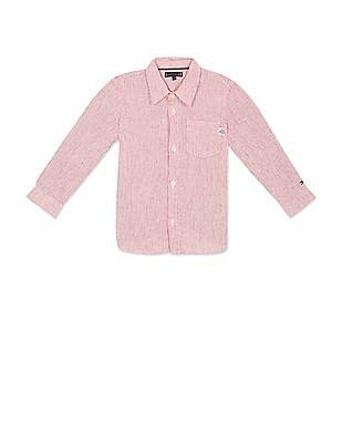 boys red spread collar striped shirt