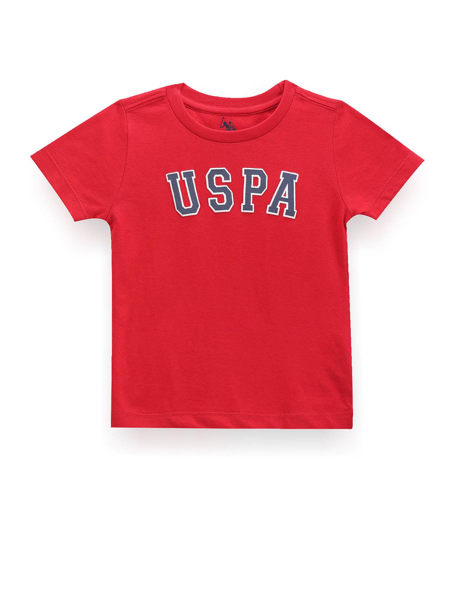 boys red typographic print cotton t-shirt