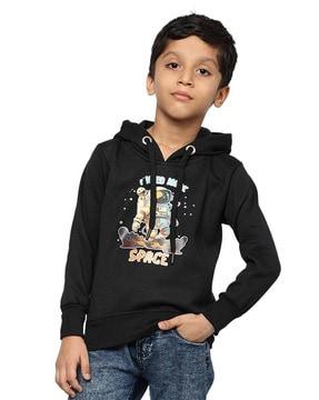 boys regular fit cartoon print hoodie