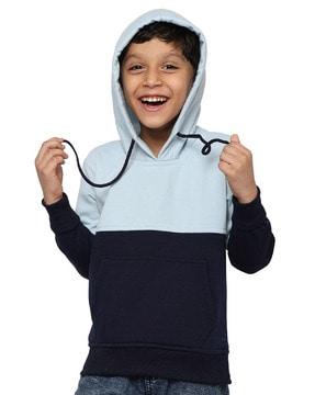 boys regular fit colour-block hoodie