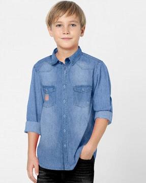 boys regular fit denim shirt