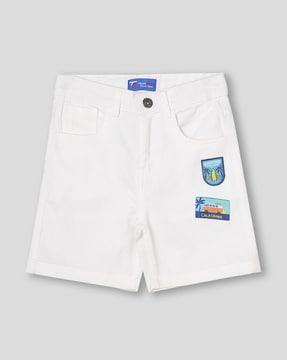 boys regular fit denim shorts with badges