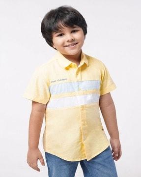 boys regular fit half sleeves cut & sew shirt