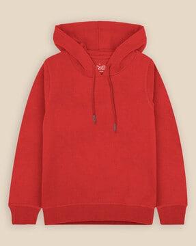 boys regular fit hoodie with ribbed hem