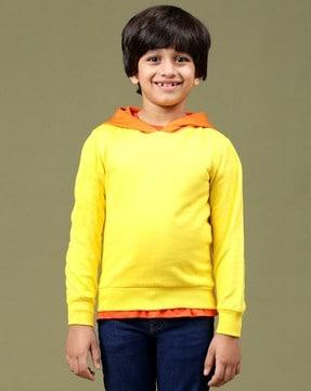 boys regular fit hoodie with ribbed hems