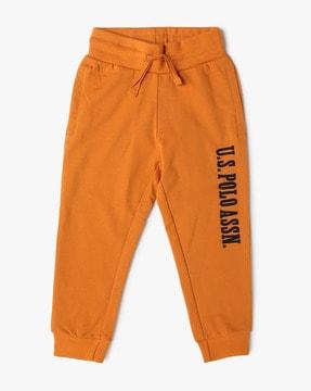 boys regular fit joggers with brand print