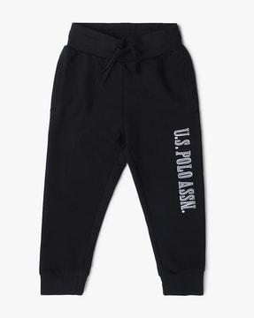 boys regular fit joggers with brand print