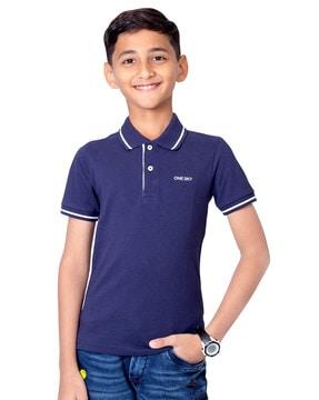 boys regular fit polo t-shirt with brand print